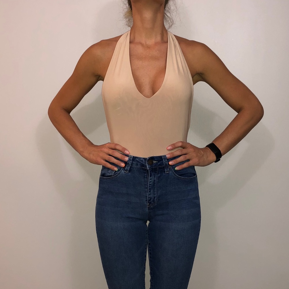 Nude halter bodysuit